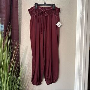 B9/1 JW Style wine stretchy waist jogger pants withdraw string size large